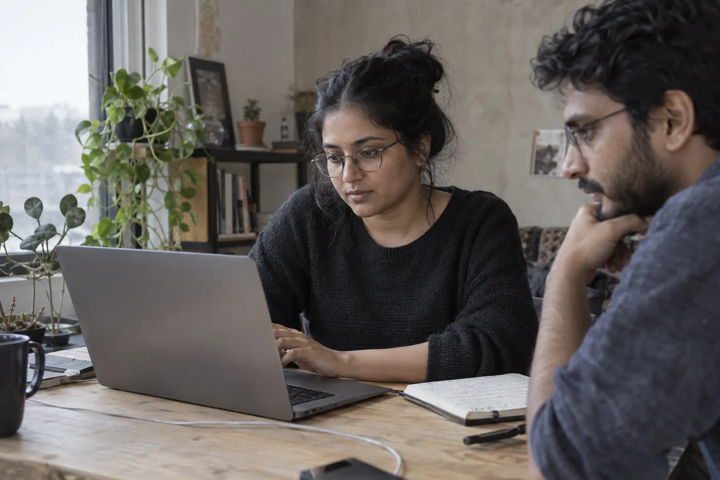 An engineer beginning focused work at a technical workstation